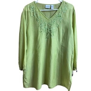 Chico's Green Embellished Tunic Blouse